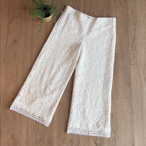 NEW! ADAM LIPPES WHITE LACE WIDE LEG PANTS SIZE 12 RETAILS $1250